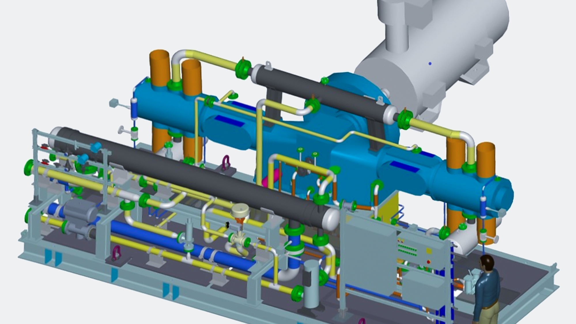 Schematic layout plan used in the construction phase for the compressor and its system in the Lingen project